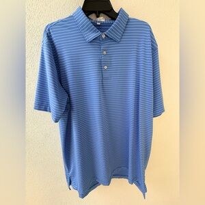 Peter Millar XL Men's Polo, Blue and White Stripes, like new, summer comfort